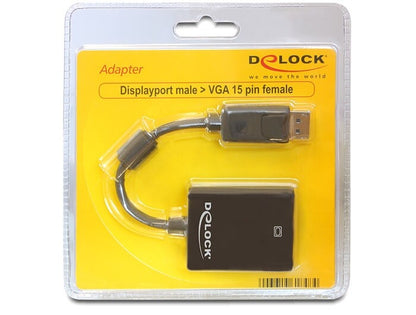 DeLOCK 61848 video cable adapter 0.125 m VGA (D-Sub) DisplayPort Black