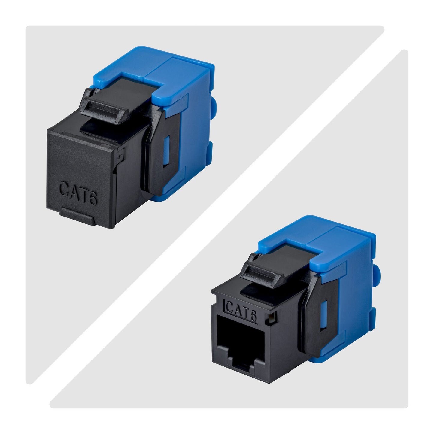 StarTech.com Cat6 Keystone Jack, 24-Pack RJ45 Ethernet Keystone Jacks, UTP Cat6 Wall Jack, 180-Degree Toolless, Black