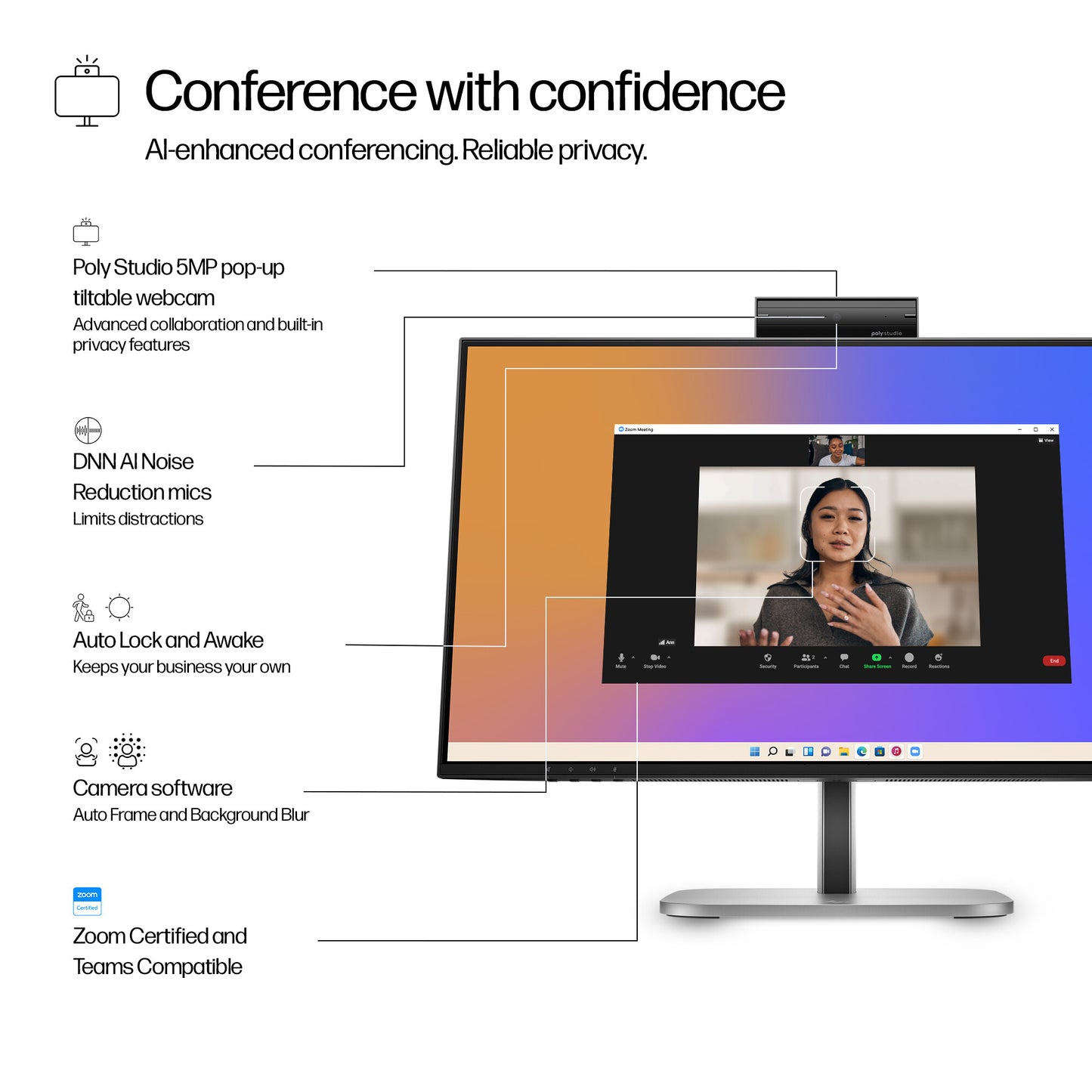 HP Series 5 Pro 23.8 inch FHD USB-C Conferencing Monitor - 524pm