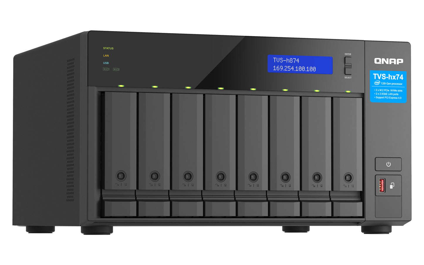 QNAP TVS-H874T-I9-64G NAS/storage server Tower Intel® Core™ i9 64 GB DDR4 0 TB QNAP QTS Black