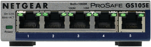 NETGEAR GS105E-200PES network switch, Managed, 5-port, grey