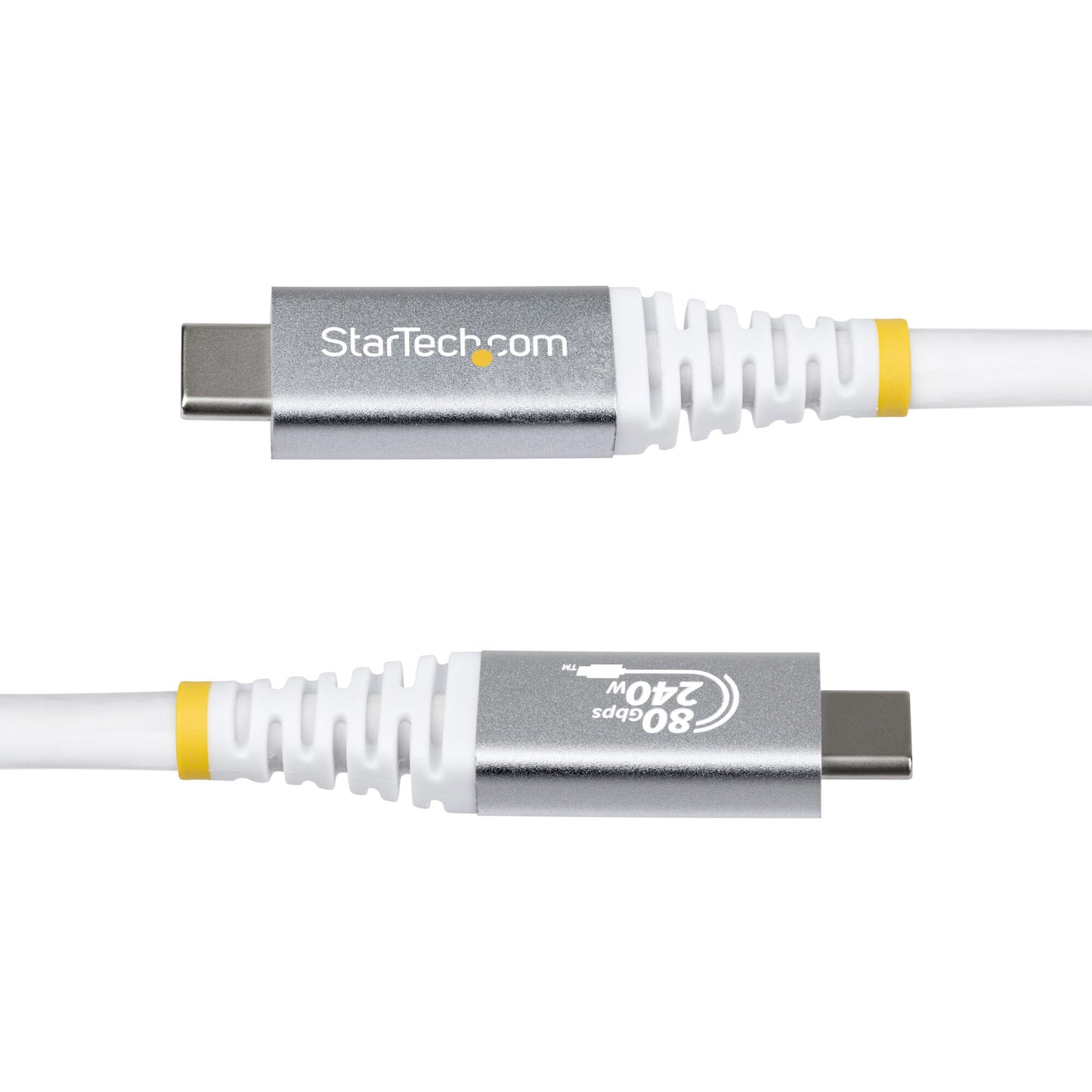 StarTech.com 50cm (1.6ft) USB4 Cable, 80Gbps, USB-IF Certified USB-C Cable, 240W PD, 8K 120Hz/4K 240Hz DP2.1 DP80, TPE Jacket, Thunderbolt 4 Compatible - White USB-C Cord