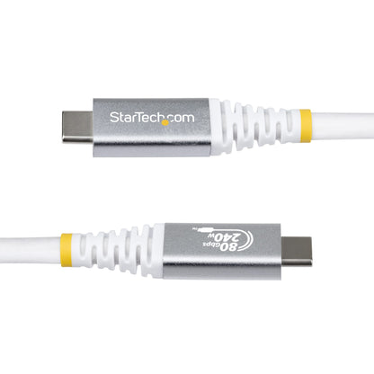 StarTech.com 50cm (1.6ft) USB4 Cable, 80Gbps, USB-IF Certified USB-C Cable, 240W PD, 8K 120Hz/4K 240Hz DP2.1 DP80, TPE Jacket, Thunderbolt 4 Compatible - White USB-C Cord