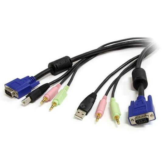 StarTech.com 6 ft 4-in-1 USB VGA KVM Switch Cable with Audio and Microphone