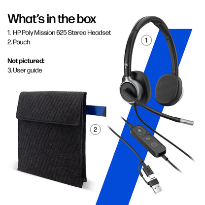 HP Poly Mission 625 Stereo USB Wired Headset