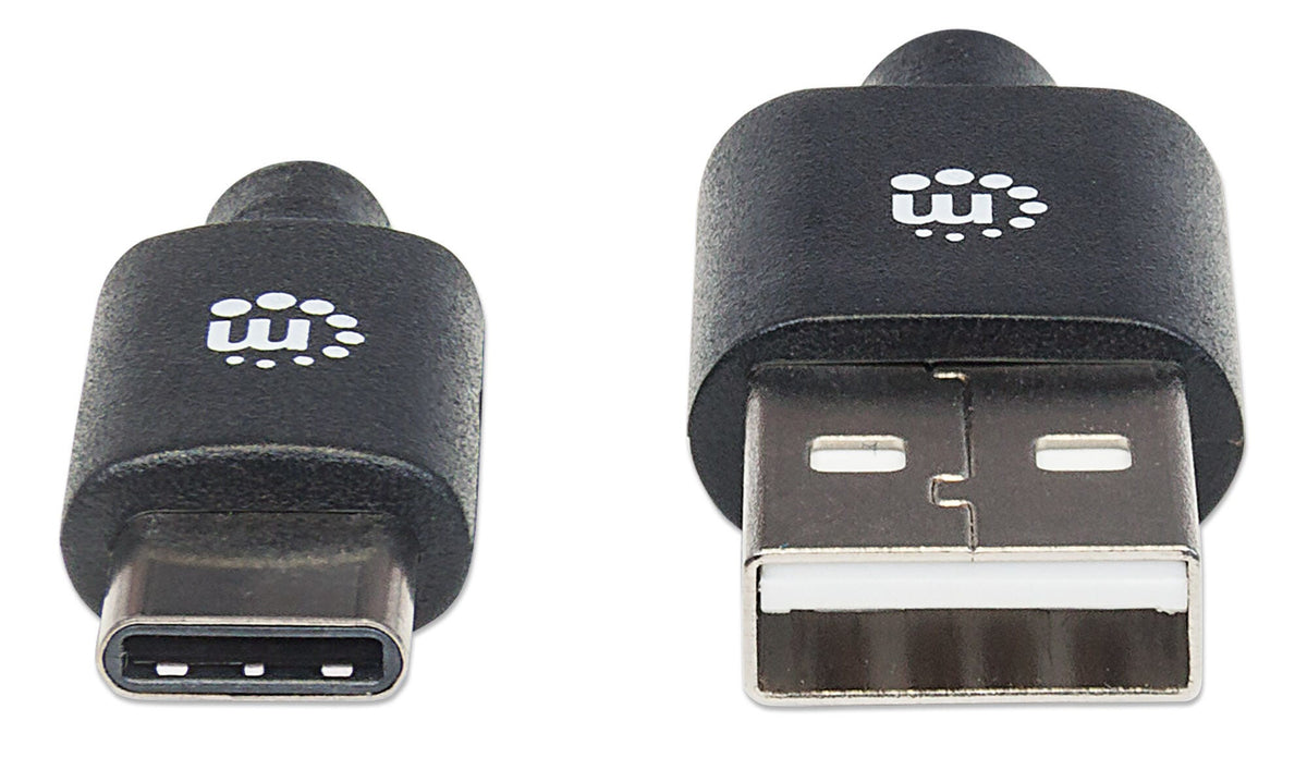 Manhattan USB-C to USB-A Cable, 3m, USB 2.0, 480 Mbps, Hi-Speed USB, Black, Lifetime Warranty