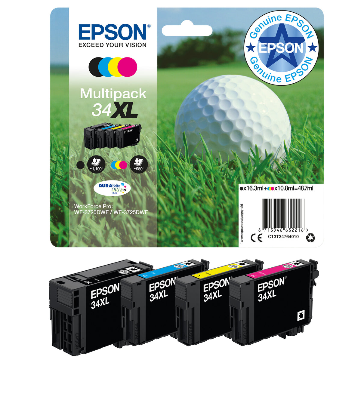 Epson Golf ball 34XL DURABrite Ultra Multipack 4-colours Ink