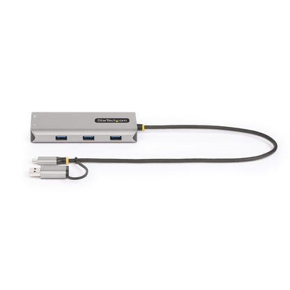 StarTech.com USB-C Multiport Adapter w/Attached USB-C to USB-A Dongle, Dual HDMI (4K30Hz/1080p60Hz), 3x USB-A 5Gbps, Mini Travel Dock, Laptop Docking Station, 1.3ft/40cm Cable