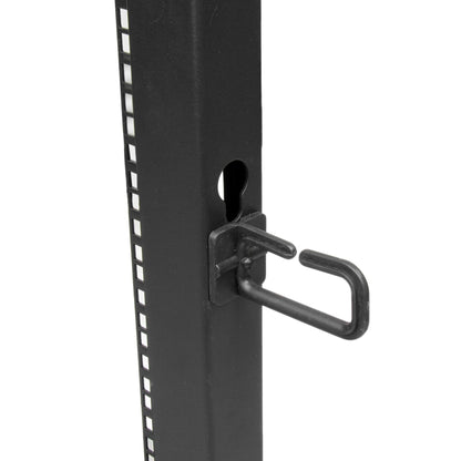 StarTech.com 4-Post 25U Mobile Open Frame Server Rack, Four Post 19in Network Rack with Wheels, Rolling Rack with Adjustable Depth for Computer/AV/Data/IT Equipment - Casters, Leveling Feet or Floor Mounting