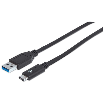 Manhattan USB-C to USB-A Cable, 1m, USB 3.2 Gen 2 (formerly USB 3.1 Gen 2), 10 Gbps, 3A Fast Charging, SuperSpeed+ USB, Black, Lifetime Warranty, Equivalent to USB31AC1M