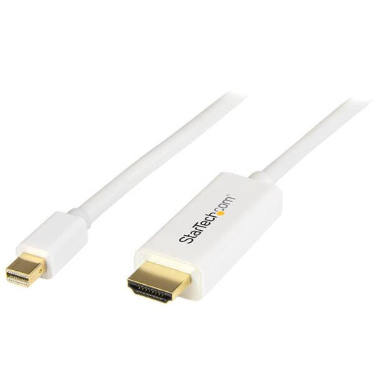 StarTech.com 6ft (2m) Mini DisplayPort to HDMI Cable - 4K 30Hz Video - mDP to HDMI Adapter Cable - Mini DP or Thunderbolt 1/2 Mac/PC to HDMI Monitor - mDP to HDMI Converter Cord - White