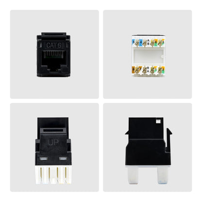 StarTech.com Cat6 Keystone Jack, 24-Pack RJ45 Ethernet Keystone Jacks, UTP Cat6 Wall Jack, 180-Degree 110 Punch Down, Black