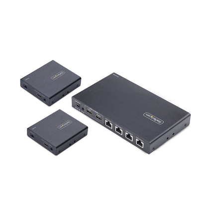 StarTech.com 4-Port HDMI Extender and Splitter Over CAT6, 4K 60Hz, Up to 230ft (70m), 1x4 HDMI over Ethernet Distribution Kit with IR and Power Over Cable