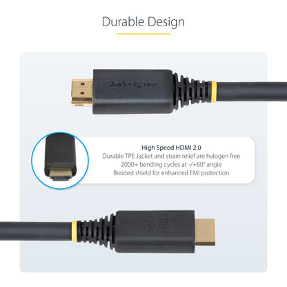 StarTech.com 10m (32.8ft) Active High Speed HDMI Cable, 4K 60Hz/1440p 144Hz, HDR10/HDCP 2.2/ARC, 18Gbps, UHD HDMI 2.0 Cord for TV/Monitor/Display, TPE Jacket