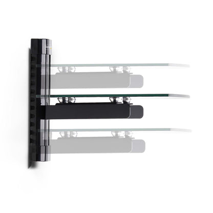 StarTech.com Floating Wall-Mounted AV Shelf, Adjustable Height Shelf For Under TV, Organize A/V Equipment On Black Tempered Glass Shelf