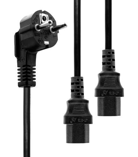 Microconnect PE011330 power cable Black 3 m Power plug type E+F 2 x C13 coupler
