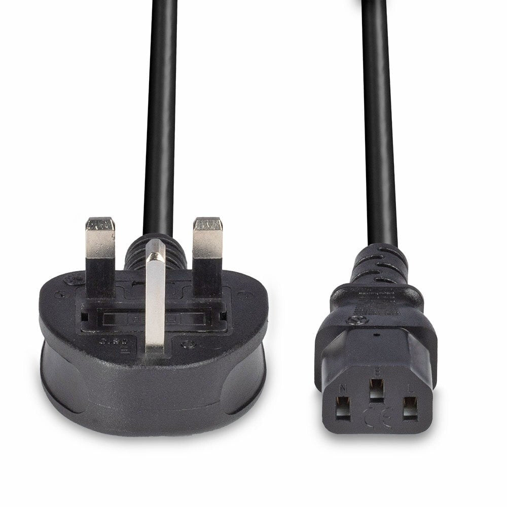 Lindy 15m UK 3 Pin Plug to IEC C13 mains power Cable, Black