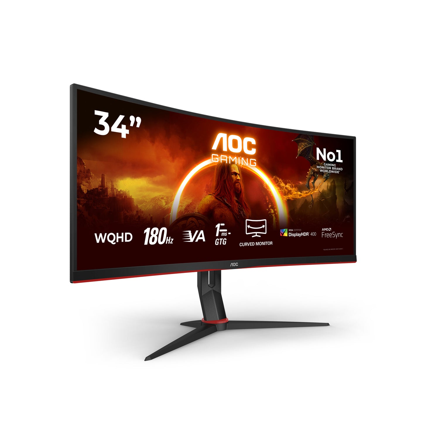 AOC G2 CU34G2XP computer monitor 86.4 cm (34") 3440 x 1440 pixels UltraWide Quad HD LED Black, Red