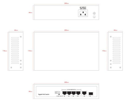 Ernitec ELECTRA-U04-1GB-60W network switch Unmanaged Gigabit Ethernet (10/100/1000) Power over Ethernet (PoE)
