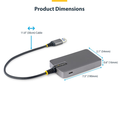 StarTech.com 4-Port USB-A Hub, 5Gbps, Bus Powered, USB-A to 4x USB-A Hub with USB-C Auxiliary Power Input, 1ft/30cm Host Cable, Portable Desktop/Laptop USB Hub