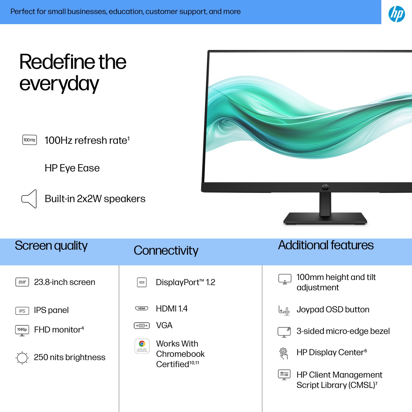 HP Series 3 Pro 23.8 inch FHD Monitor - 324ph