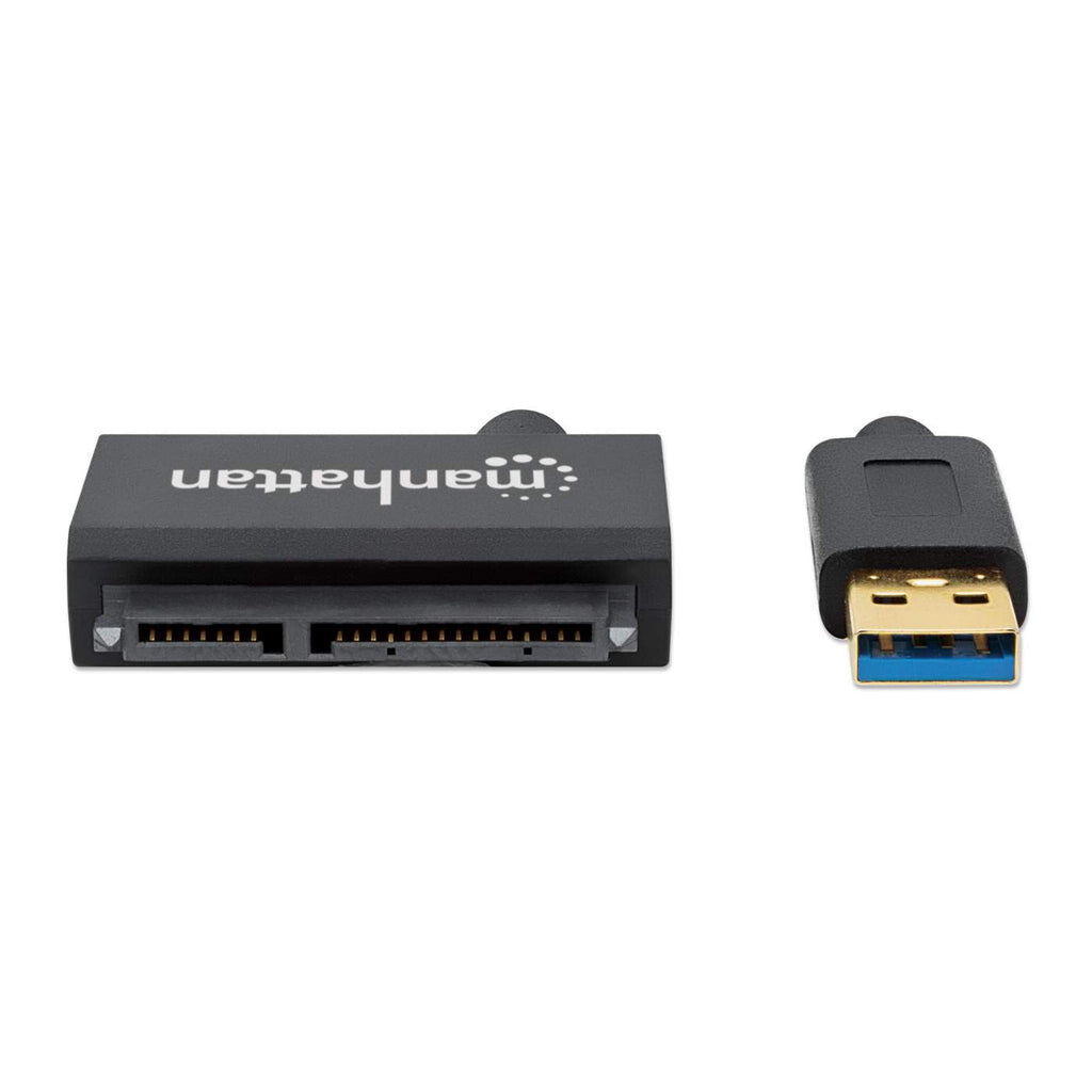 Manhattan USB-A to 2.5-inch SATA Adapter, 15cm Attached Cable, USB 3.0 (aka USB 3.2 Gen 1), 5 Gbps, SuperSpeed USB, Supports 48-bit LBA, Optional Micro-USB Power Input, Three Year Warranty, Comparable to USB3S2SAT3CB