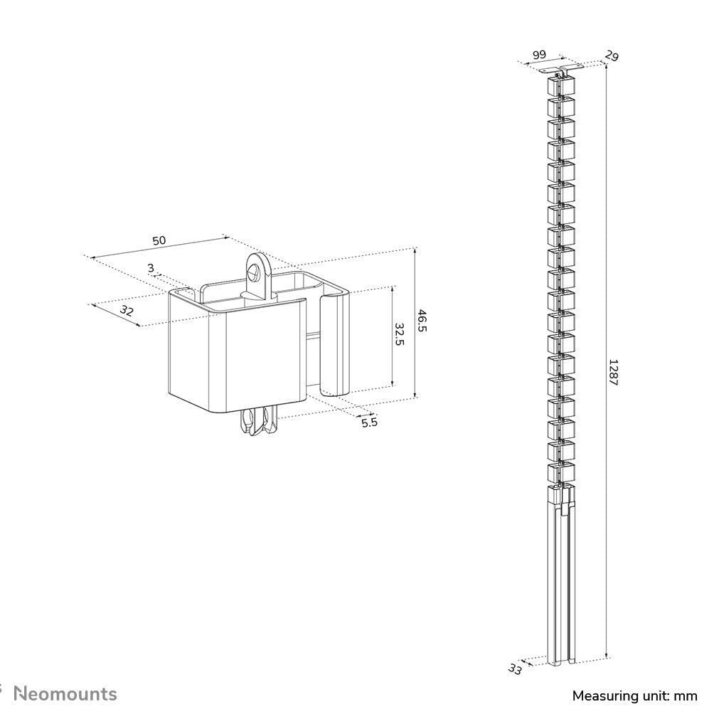 Neomounts ADS06-133BL Cable spine - screw-mounted - universal