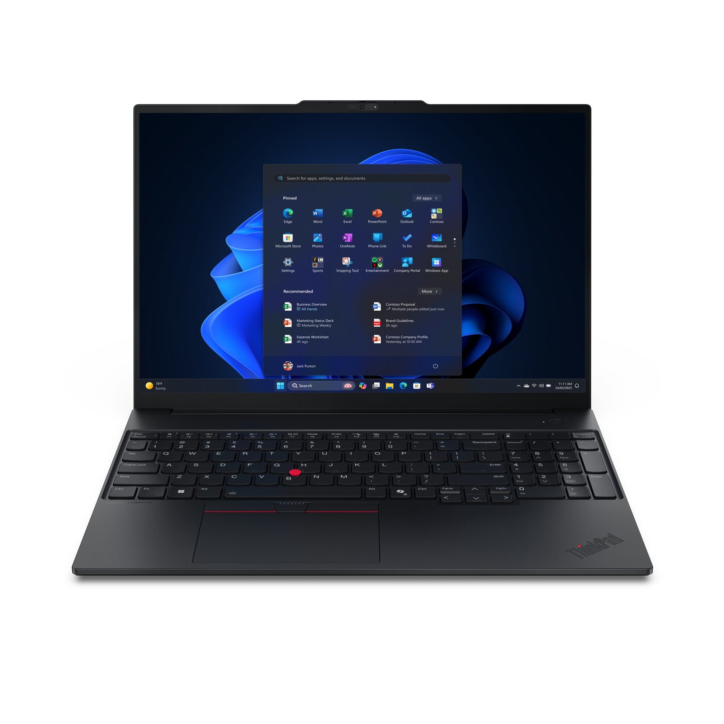 Lenovo ThinkPad E16 Gen 3 (Intel) Copilot+ PC Intel Core Ultra 7 256V Laptop 40.6 cm (16") WUXGA 16 GB LPDDR5x-SDRAM 512 GB SSD Wi-Fi 6E (802.11ax) Windows 11 Pro UK English Black