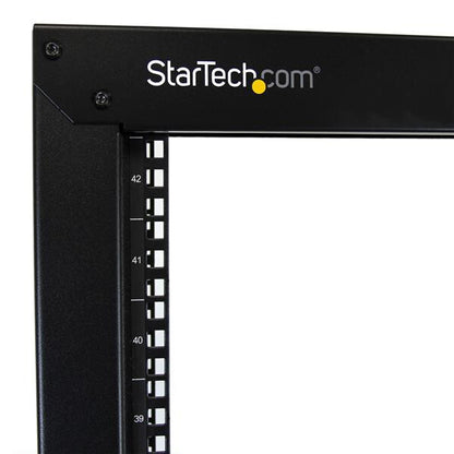 StarTech.com 2-Post 42U Mobile Open Frame Server Rack, Two Post 19in Network Rack with Wheels, Rolling Open Rack for AV/Data/Media/IT Equipment, Computer Rack for Home/Office Spaces - Casters Included