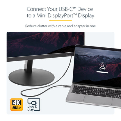 StarTech.com 6 ft. (1.8 m) USB-C to Mini DisplayPort Cable - 4K 60Hz - Black