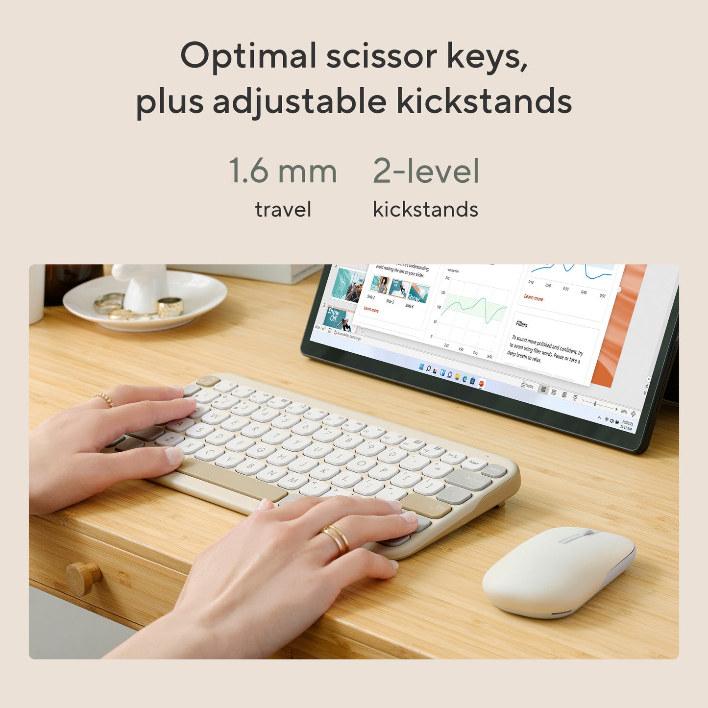 ASUS Marshmallow KW100 keyboard Home Bluetooth Beige