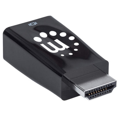 Manhattan HDMI to VGA Converter with Audio, 1080p, Male to Female, Optional Micro-USB Power Input, Black, Three-Year Warranty, Similar Function to HD2VGAA2