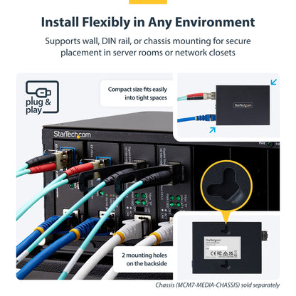 StarTech.com Single-Mode (SM) LC Fiber Media Converter for 10/100/1000 Networks, Standalone Gigabit Ethernet to Fiber Converter, 20km - TAA