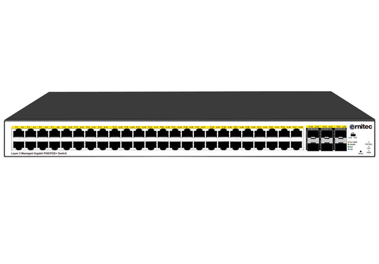 Ernitec ELECTRA-M248-1GB-900 W network switch, Managed, 48-port, Power over Ethernet (PoE), black