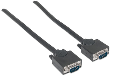 Manhattan VGA Monitor Cable, 1.8m, HD15 Male to Male, Higher SVGA Specification, Fully Compatible with VGA, Fully Shielded, Black, Lifetime Warranty, Equivalent to MXT101MM