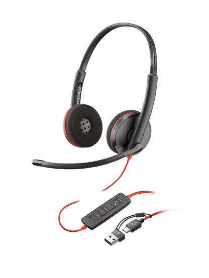 HP Poly Blackwire 3220 Stereo USB-C Black Headset +USB-C/A Adapter (Bulk)