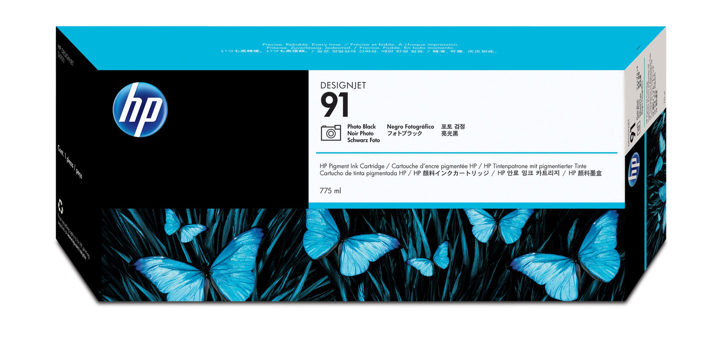 HP 91 775-ml Photo Black DesignJet Pigment Ink Cartridge