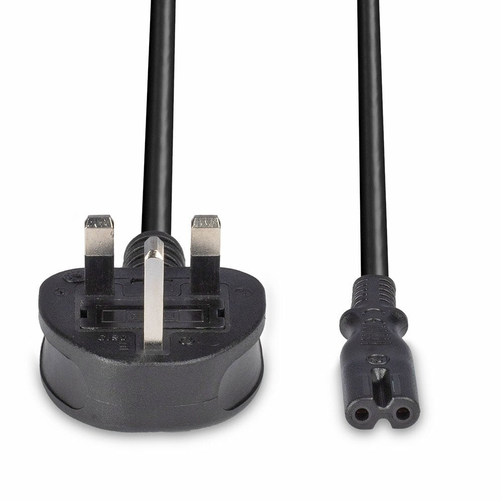 Lindy 3m UK 3 Pin Plug To IEC C7 Mains Power Cable, Black