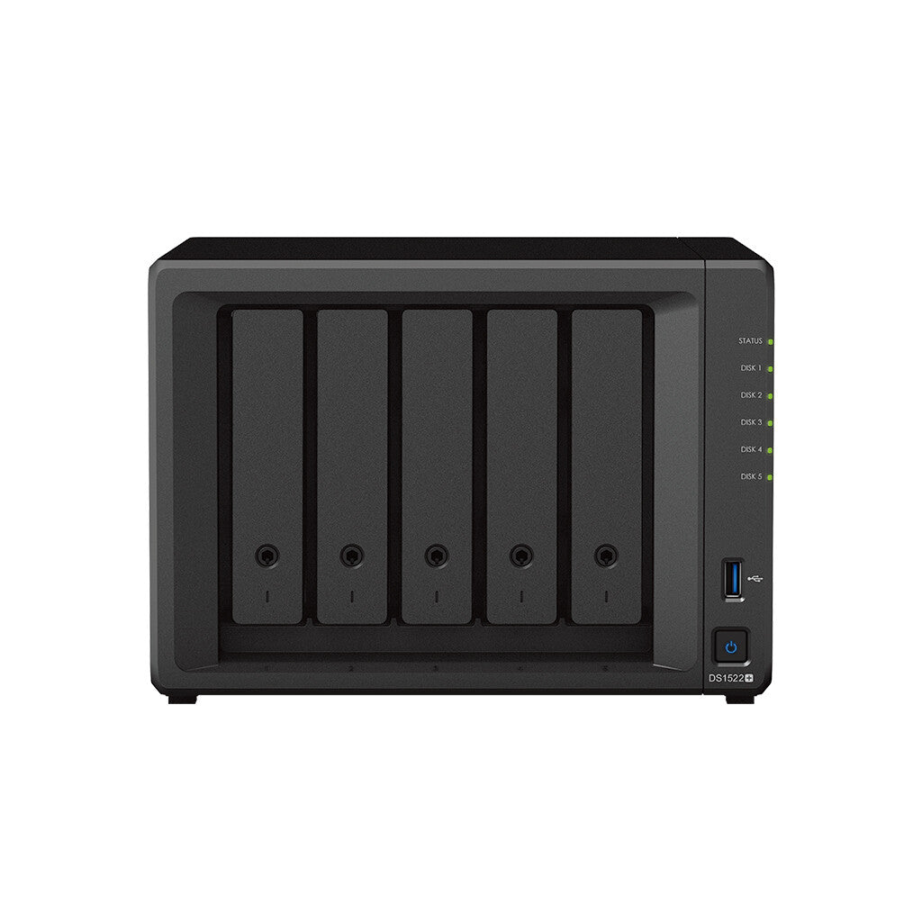 Synology DiskStation DS1522+ NAS Tower Ryzen Embedded R1600 8 GB DDR4 30 TB HDD DiskStation Manager Black