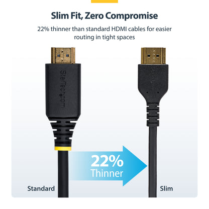 StarTech.com 5ft (1.5m) Slim HDMI 2.0 Cable, Flexible Premium Certified HDMI Cord with Ethernet, UHD 4K 60Hz HDR10, Durable Aramid Fiber Design with TPE Jacket