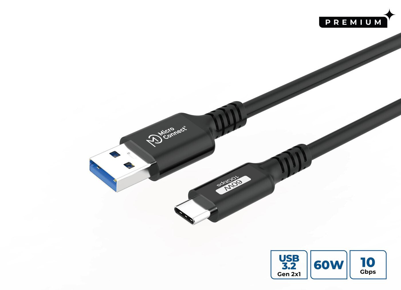 Microconnect USB3.2AC5 USB cable USB 3.2 Gen 2 (3.1 Gen 2) 5 m USB C USB A 60 W Black