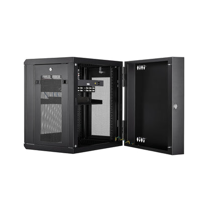 StarTech.com 4-Post 12U Wall Mount Network Cabinet with 1U Shelf, 19" Hinged Wall-Mounted Server Rack for Data / AV / Electronics / Computer Equipment, Flexible Vented Rack Enclosure