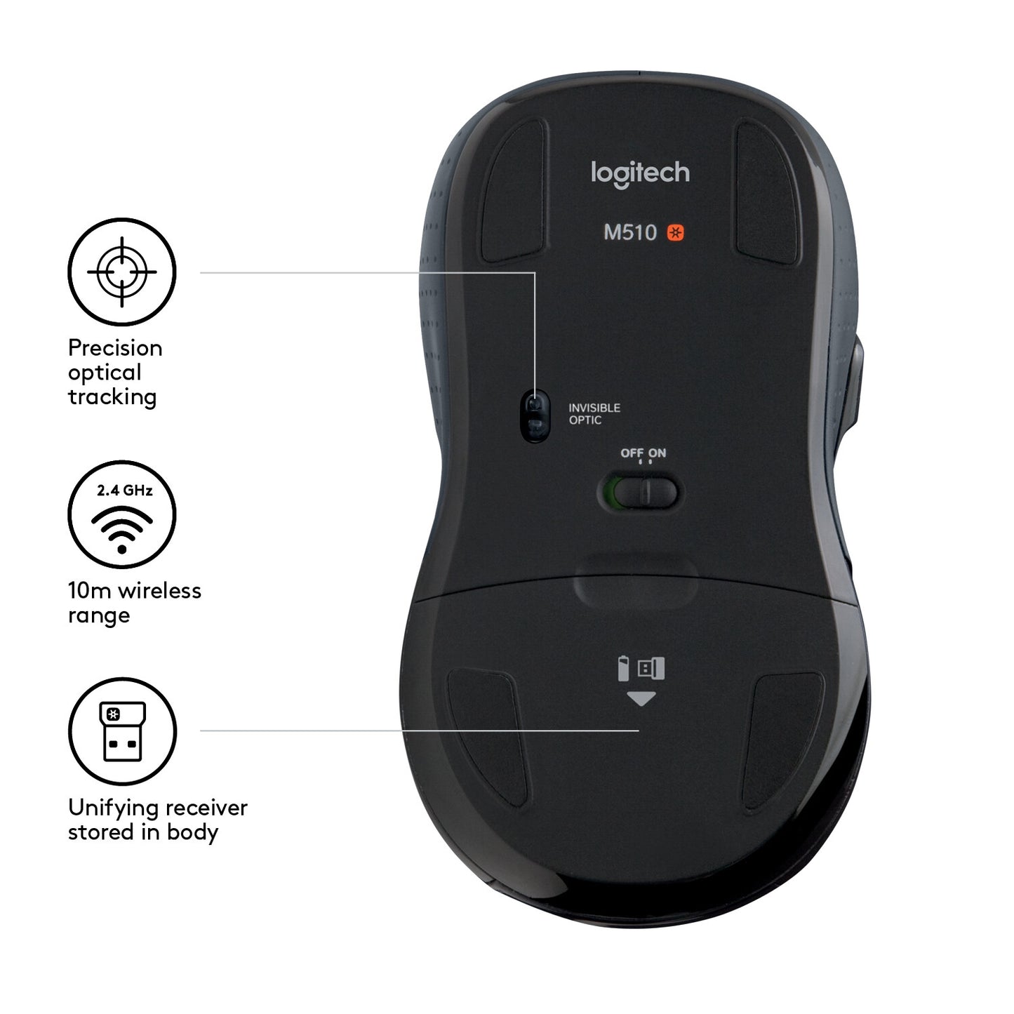 Logitech M510 mouse Right-hand RF Wireless Laser 1000 DPI