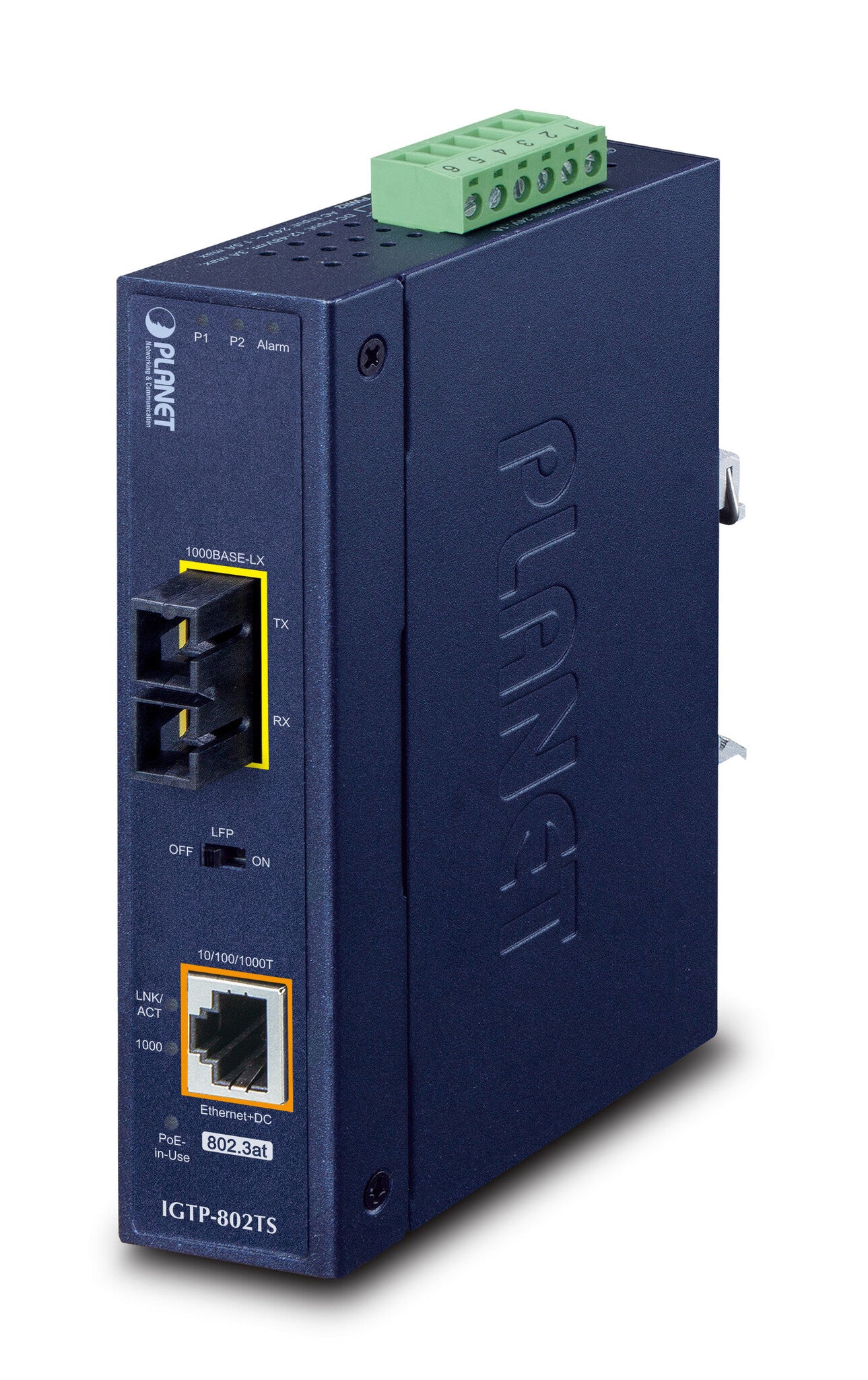 PLANET IP30 Industrial 10/100/1000BAS network media converter 1000 Mbit/s Blue