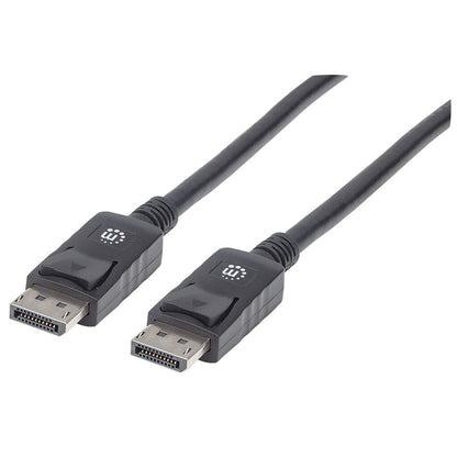 Manhattan DisplayPort 1.2 Cable, 4K@60Hz, 1m, With Latches, Fully Shielded, Black, Lifetime Warranty, Equivalent to DISPL1M