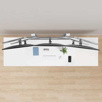StarTech.com Six-Monitor Desk Mount with Crossbar, Up To 32-inch Computer Screens, Max 17.6lb (8kg) each, Dual Column, C-clamp/Grommet, Height Adjustable