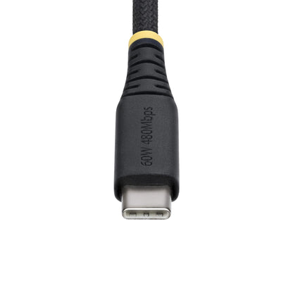 StarTech.com 30cm (1ft) USB-C Charging Cable, 60W (3A) PD, Dual-Layer Braided Nylon/TPE Jacket, Rugged USB C Charging Cord, USB 2.0 Laptop Charger Cable