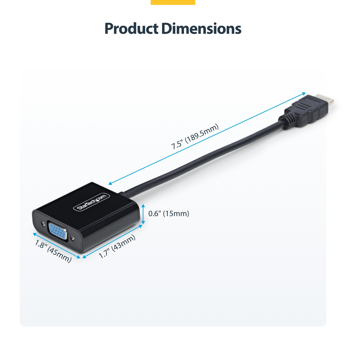 StarTech.com HDMI to VGA Adapter, Active Video Converter For Laptop/Desktop, 1920x1080 (1080p), HDMI Source to VGA Monitor/Display/Projector