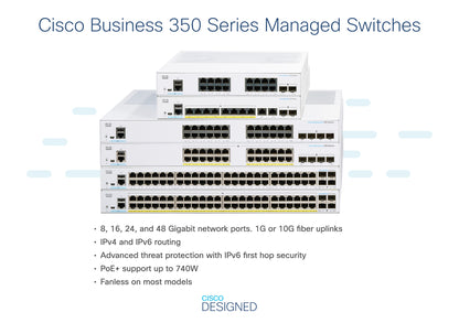 Cisco Business CBS350-48P Managed Switch | 48 Port GE | PoE | 4x1G SFP | Limited Lifetime Protection (CBS350-48P-4G)