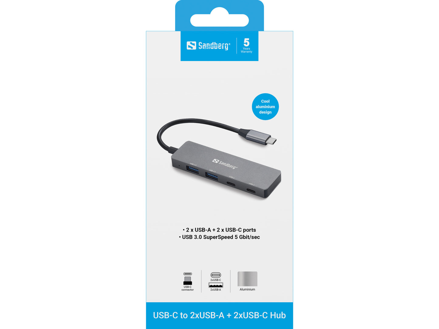 Sandberg USB-C to 2xUSB-A + 2xUSB-C Hub